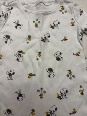 Janie and Jack White Snoopy & Woodstock Baby Onesie